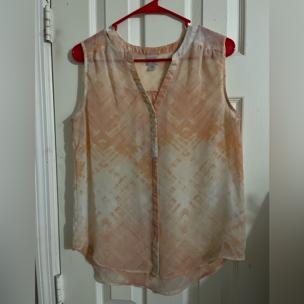 Canyon River Blues Sleeveless Button Down Blouse